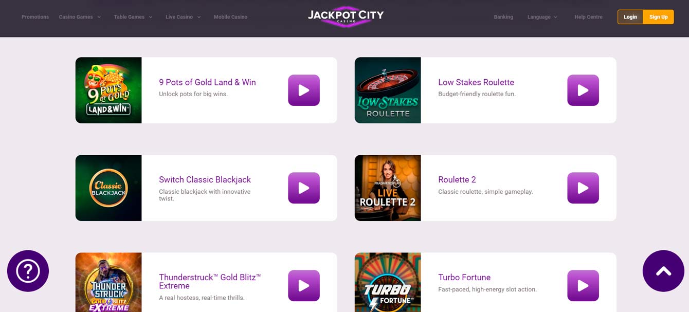 JackpotCity Casino games