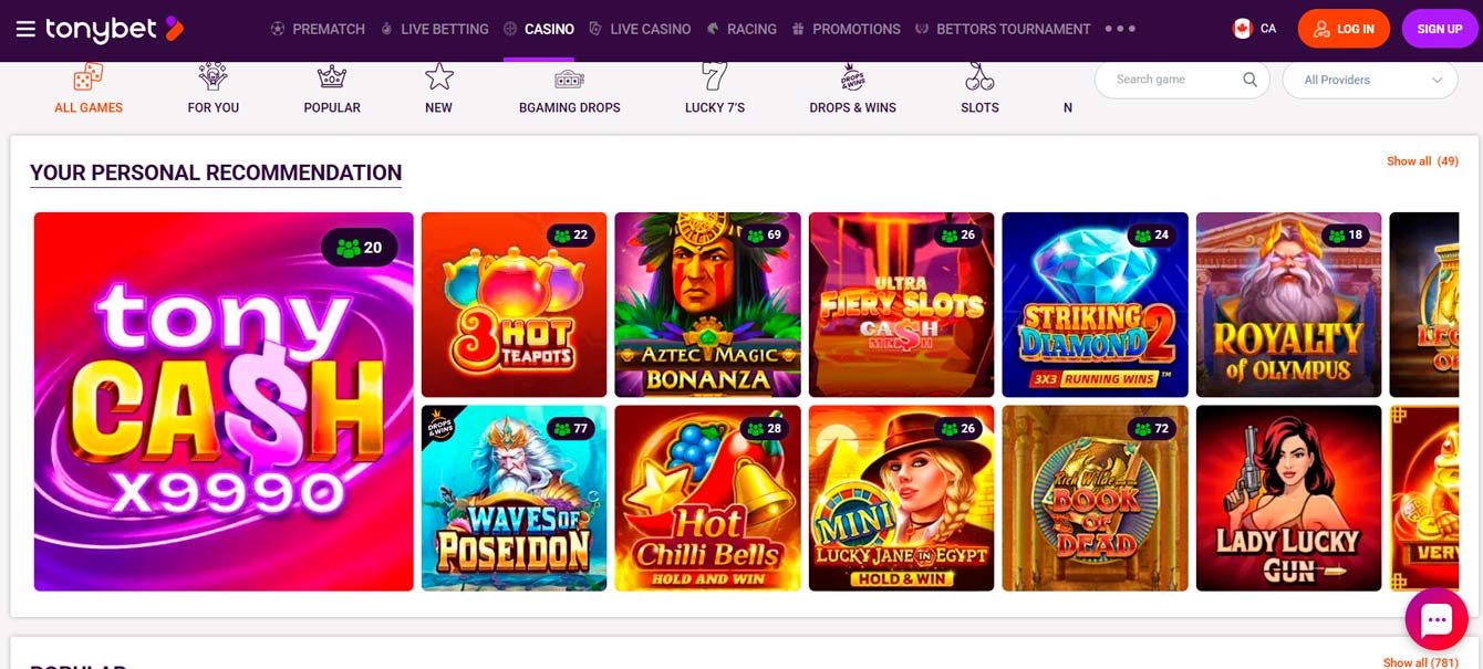 TonyBet sportsbook and best slots