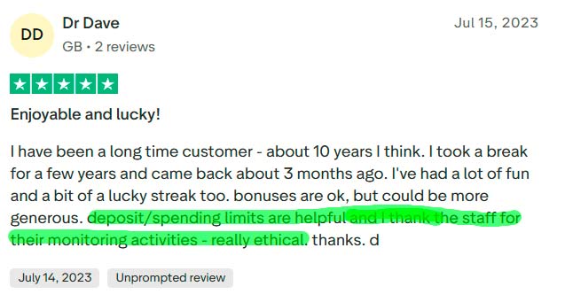 Trustpilot user Dr Dave review